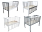 Preview: Kinderbett / Beistellbett / Babybett 2in1 120x60cm grau-weiß